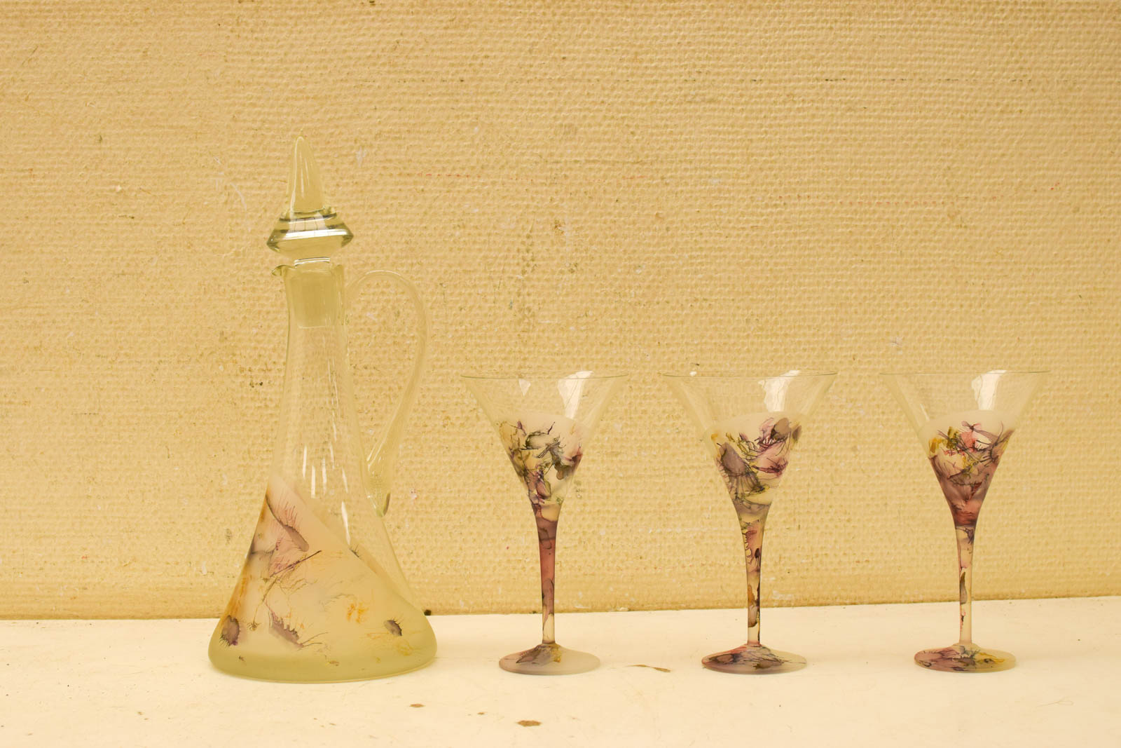 5 delig Glazen Karaf met 3 Cocktailglazen 50857