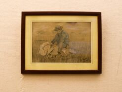 Prent/Tekening van een herder met zijn schaap 51228