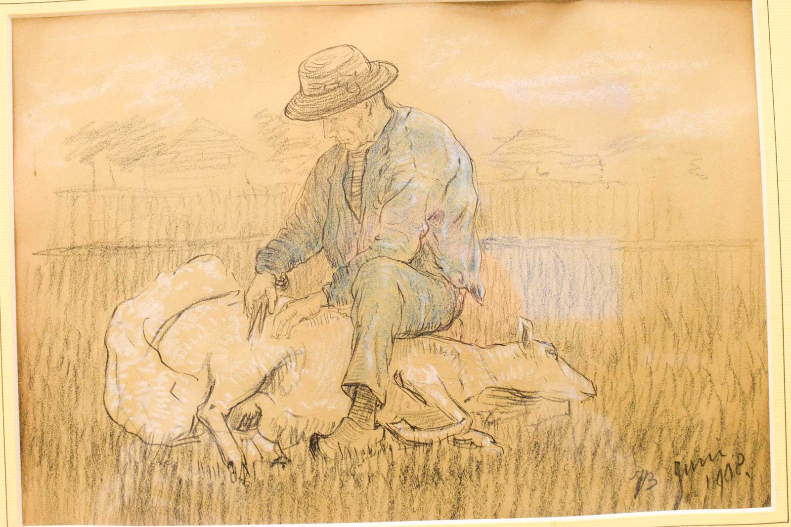 Alternative view of Prent/Tekening van een herder met zijn schaap 51228