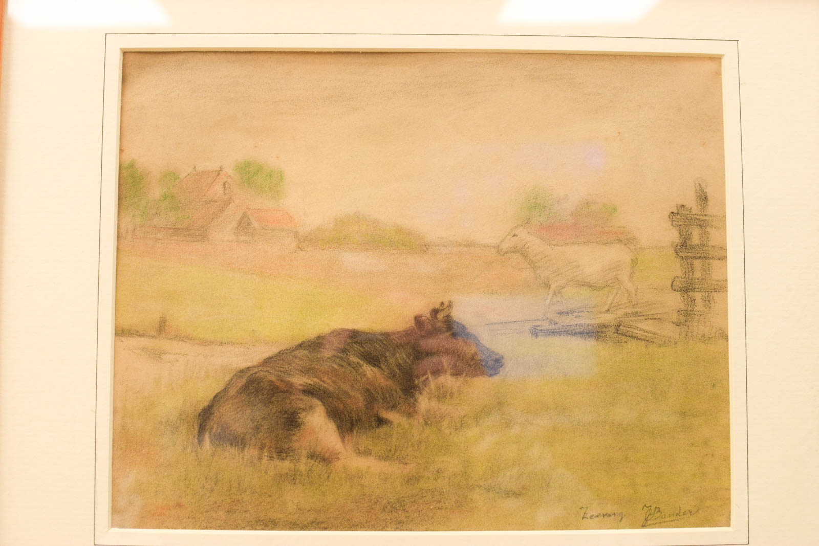 Alternative view of Prent / Tekening van een koe en schaap in de wei 51230