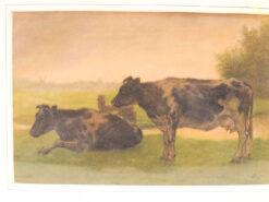 Alternative view of Pentekening van 2 koeien in de wei 51234