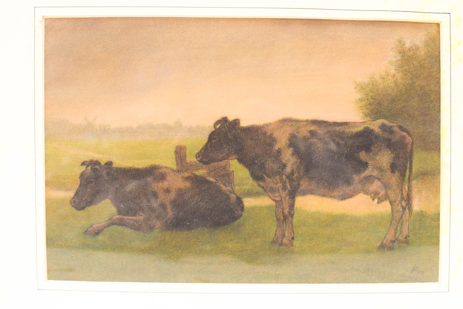 Alternative view of Pentekening van 2 koeien in de wei 51234