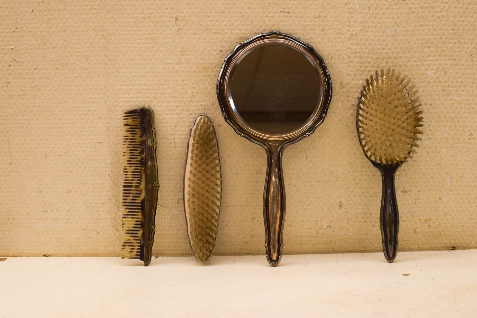 4 delig setje borstel setje met spiegeltje 51257