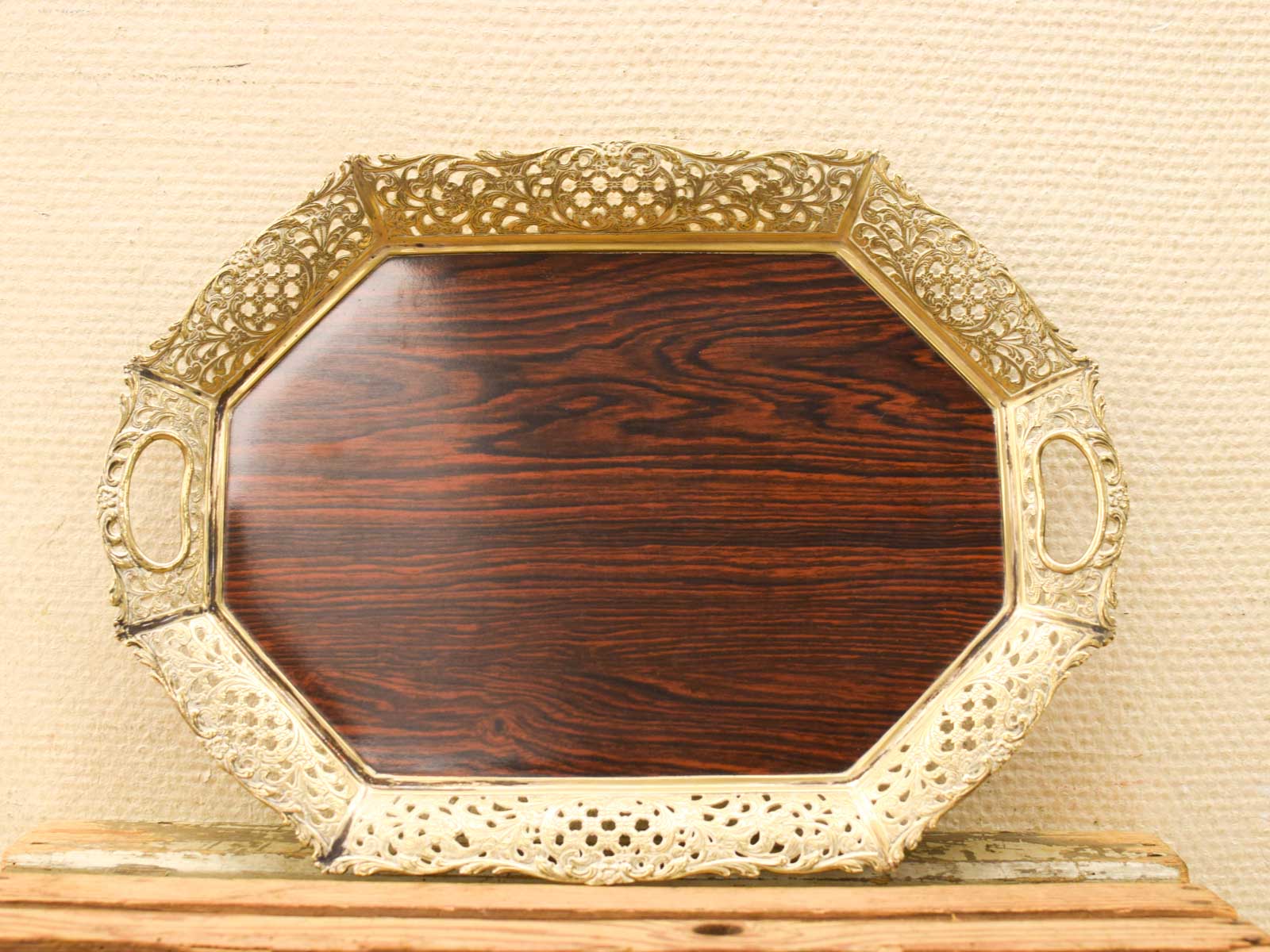 Verzilverde vintage dienblad  52269